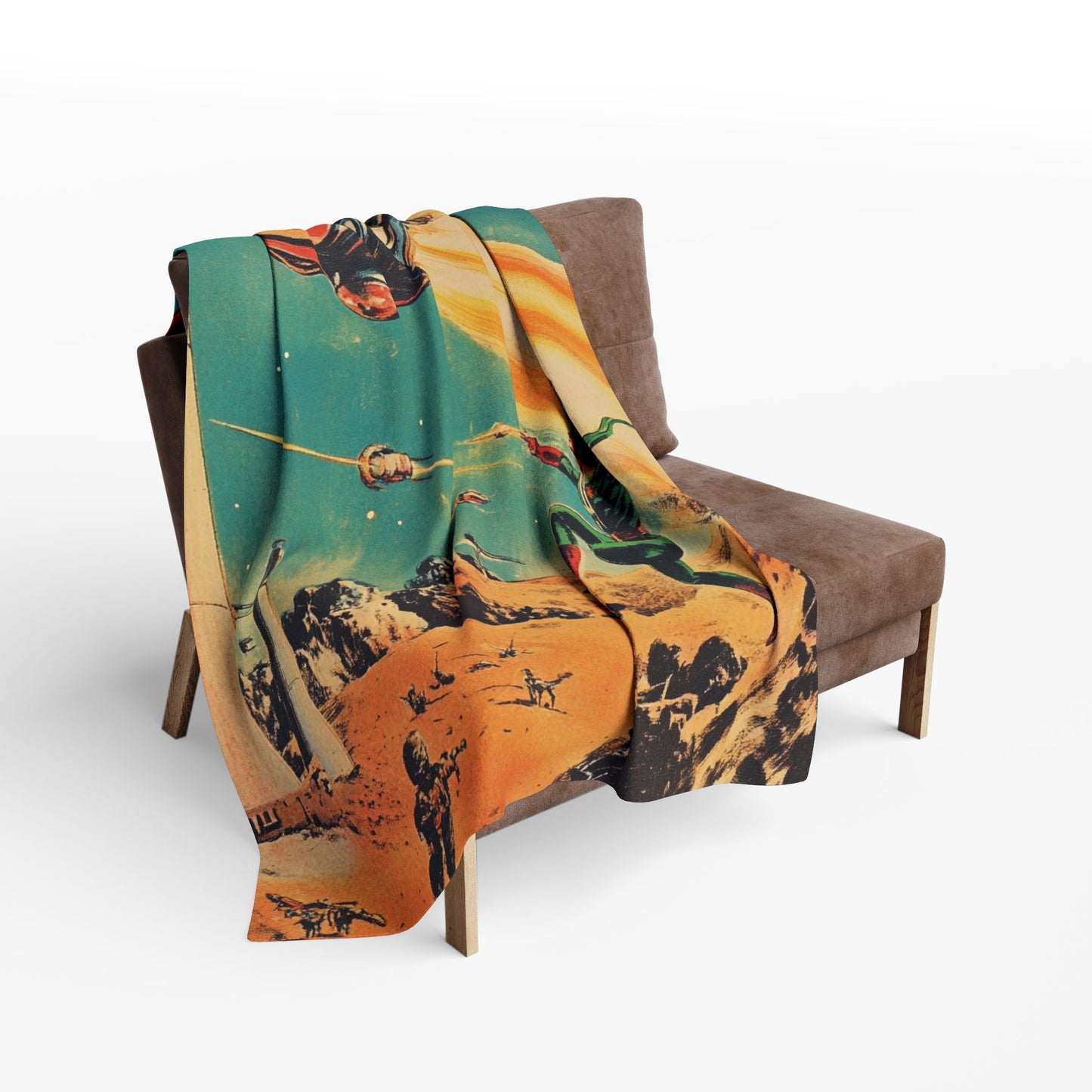 Retro Space Adventure Fleece Blanket 6 - Cosy Gift for Sci-Fi Lovers UK