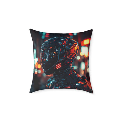 Cyber Biker 1 - Square Poly Canvas Pillow UK