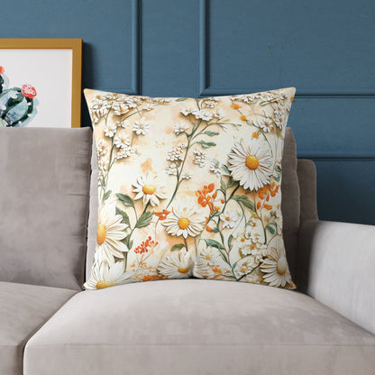 **Flowers Chinoiseries 3 - Square Poly Canvas Pillow UK