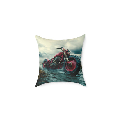 Apocalyptic Motorcycle - Square Poly Canvas Pillow UK