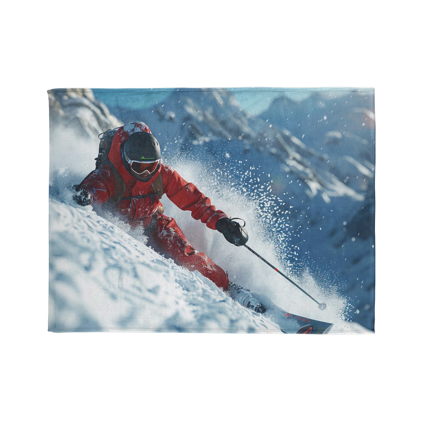 Downhill Skier #4 - Soft Polyester Blanket