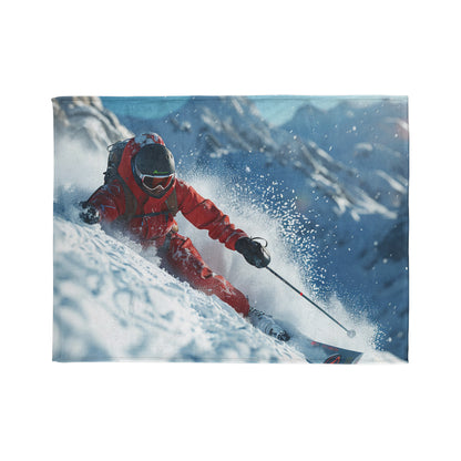 Downhill Skier #4 - Soft Polyester Blanket