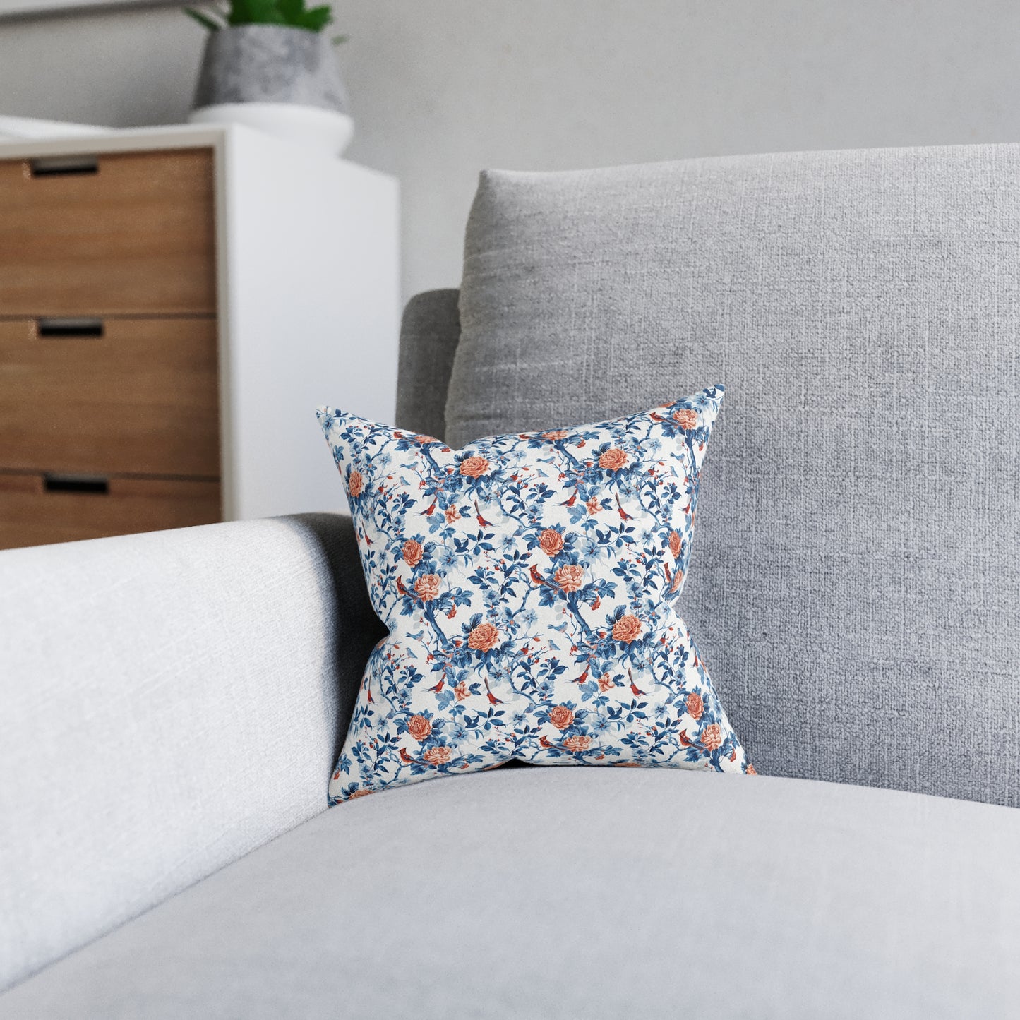 Blue Chinoiseries - Square Pillow - UK