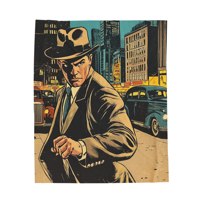 1950s Gangster Comic Cover 3 - Velveteen Plush Blanket USA