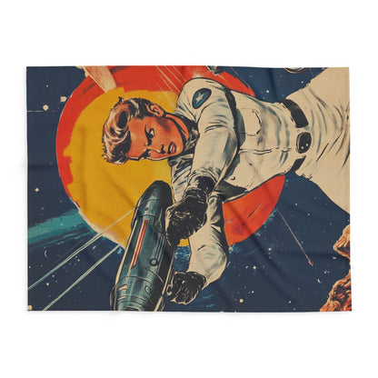 Retro Space Adventure Fleece Blanket 5 - Cosy Gift for Sci-Fi Lovers UK
