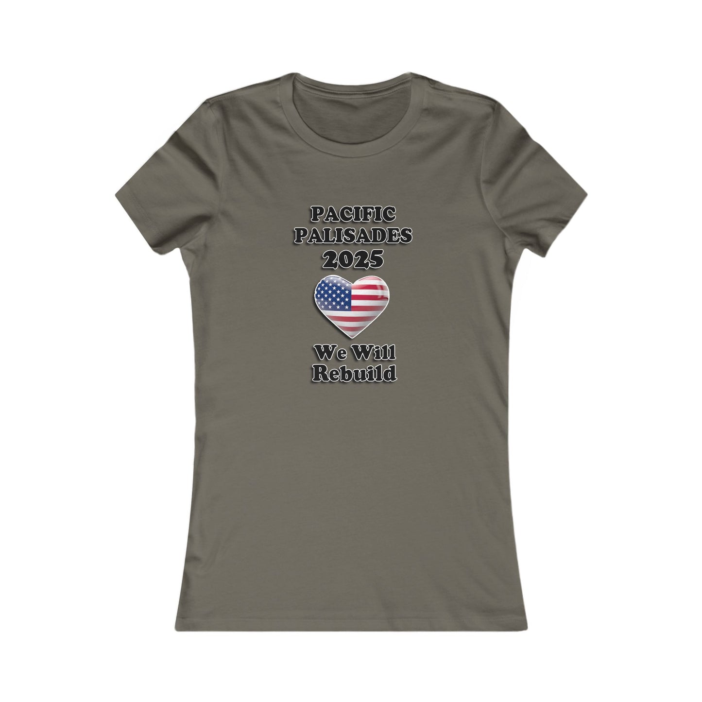 Patriotic Women's Tee - "Pacific Palisades 2025: We Will Rebuild" - USA