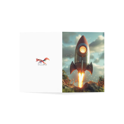 Rocket Ship Greeting Cards - Set of 1, 10, 30, or 50pcs for All Occasions - USA