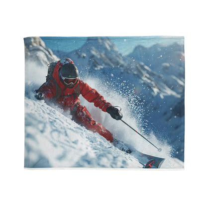 Downhill Skier #4 - Soft Polyester Blanket