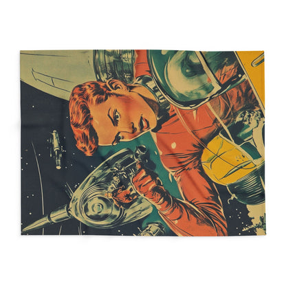 Retro Space Adventure Fleece Blanket 3 - Cosy Gift for Sci-Fi Lovers UK
