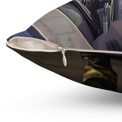Top Gun Cat - Spun Polyester Square Pillow - USA