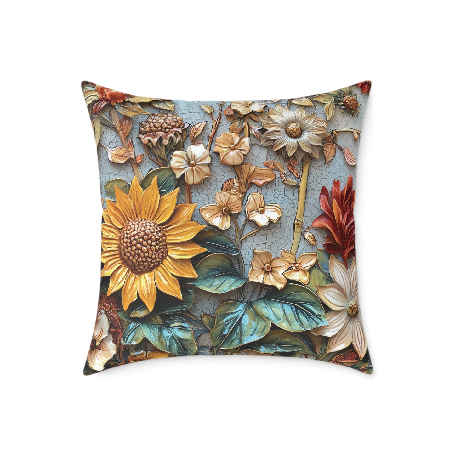 **Flowers 2 Chinoiseries - Square Poly Canvas Pillow UK