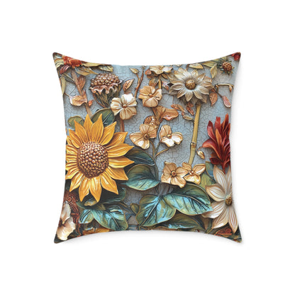 **Flowers 2 Chinoiseries - Square Poly Canvas Pillow UK