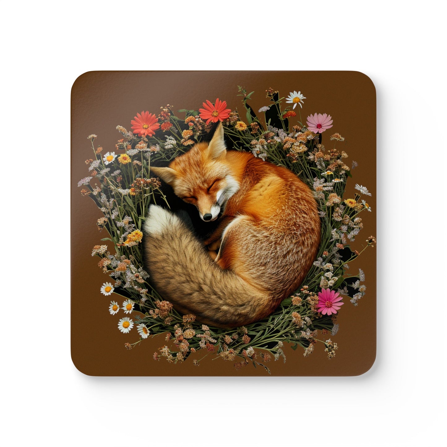 *A Sleeping Fox Corkwood Coaster Set - UK
