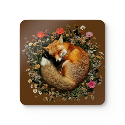 *A Sleeping Fox Corkwood Coaster Set - UK