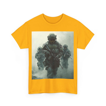 Heavy Cotton Tee - Military Action Print Tee UK