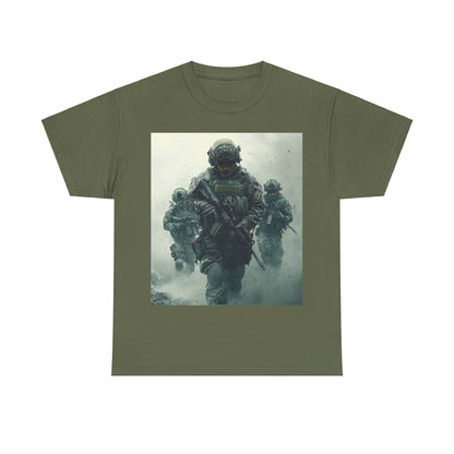 Heavy Cotton Tee - Military Action Print Tee UK