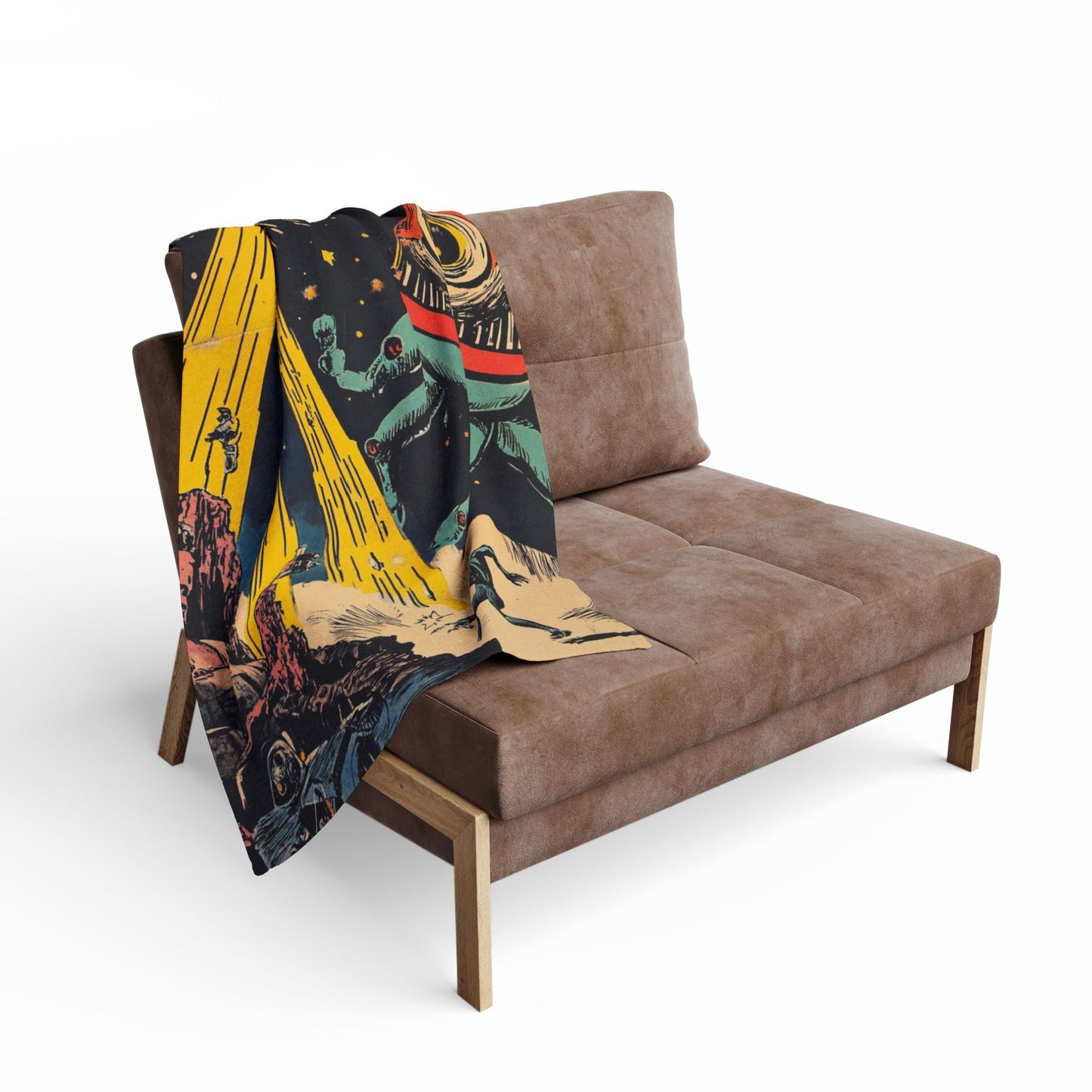Retro Space Adventure Fleece Blanket 4 - Cosy Gift for Sci-Fi Lovers UK