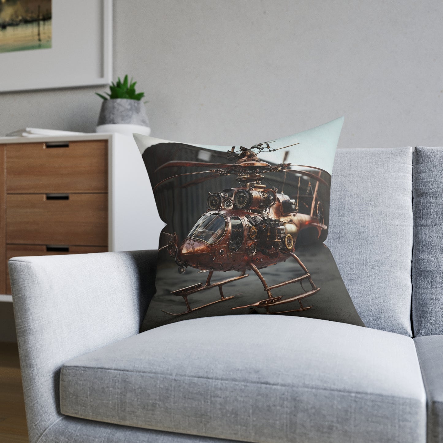 Industrial-Style Square Cushion 2 - Steampunk Home Decor UK
