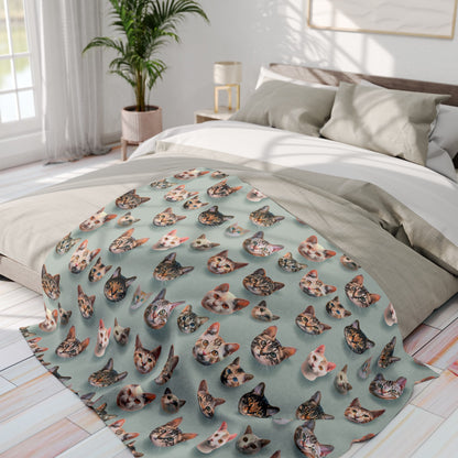 Cats Collage Arctic Fleece Blanket - UK, EU