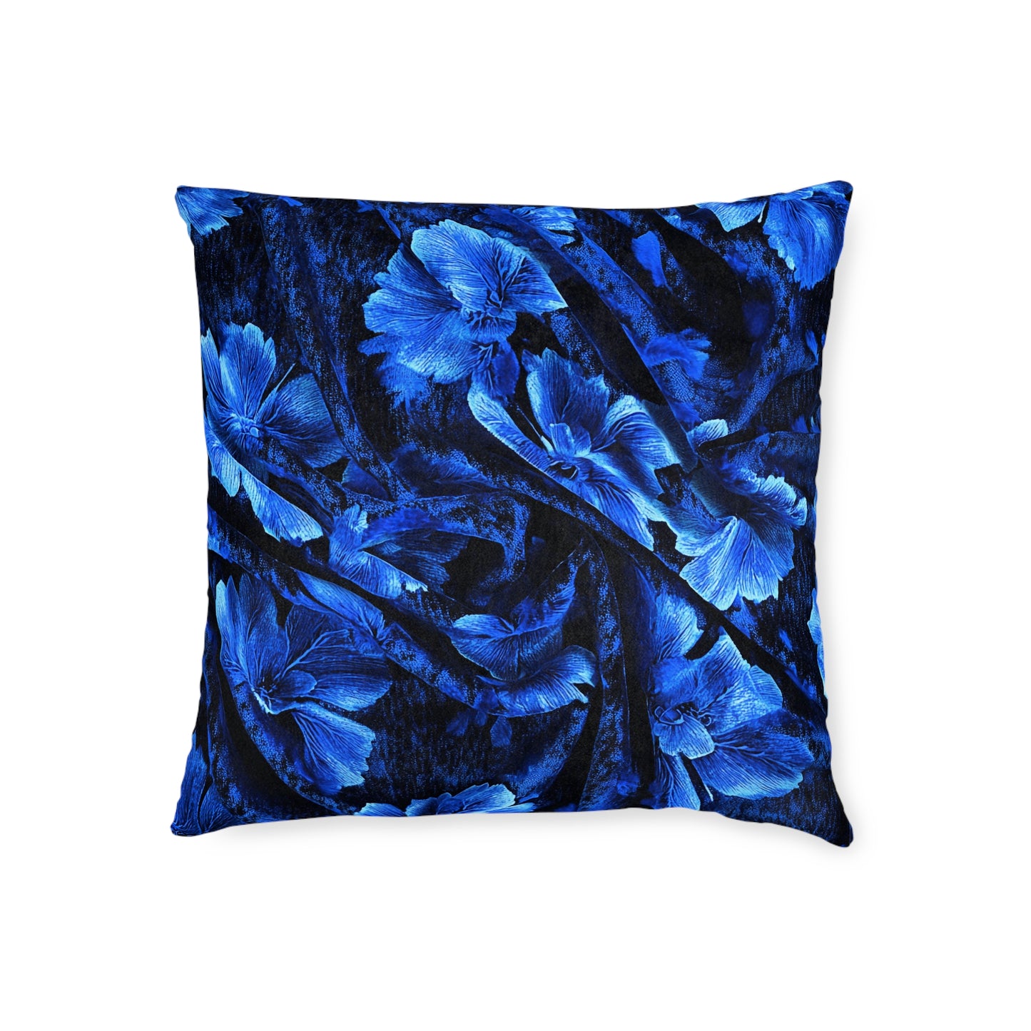 Elegant Blue Floral Square Pillow - UK