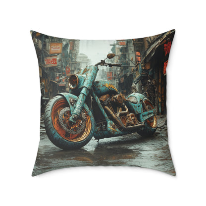 Apocalyptic Motorcycle 2 - Square Poly Canvas Pillow UK