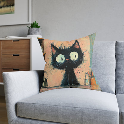 Scruffy Cat 2 -Square Cushion - UK