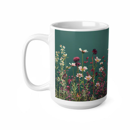 Teal Meadow - Ceramic Coffee Cups, 11oz, 15oz - UK