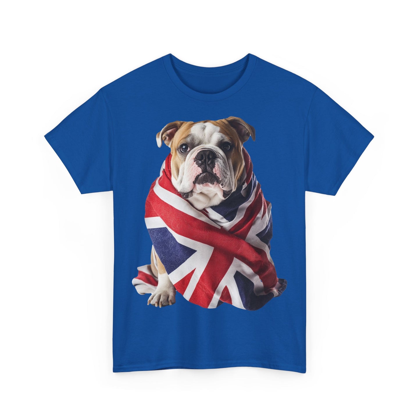British Bulldog In Union Jack - Unisex Heavy Cotton Tee - Cute Dog Lover Gift UK