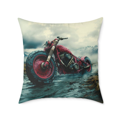 Apocalyptic Motorcycle - Square Poly Canvas Pillow UK