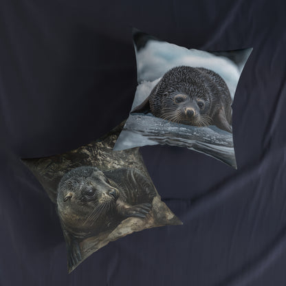 Cute Fur Seal Design Square Pillow - Perfect for Ocean Lovers UK