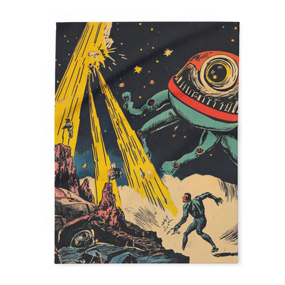 Retro Space Adventure Fleece Blanket 4 - Cosy Gift for Sci-Fi Lovers UK