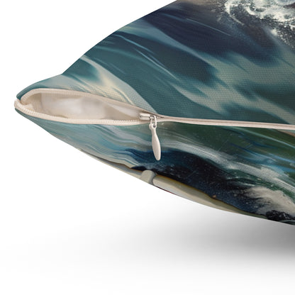 Surf Wagon - Spun Polyester Square Pillow - USA