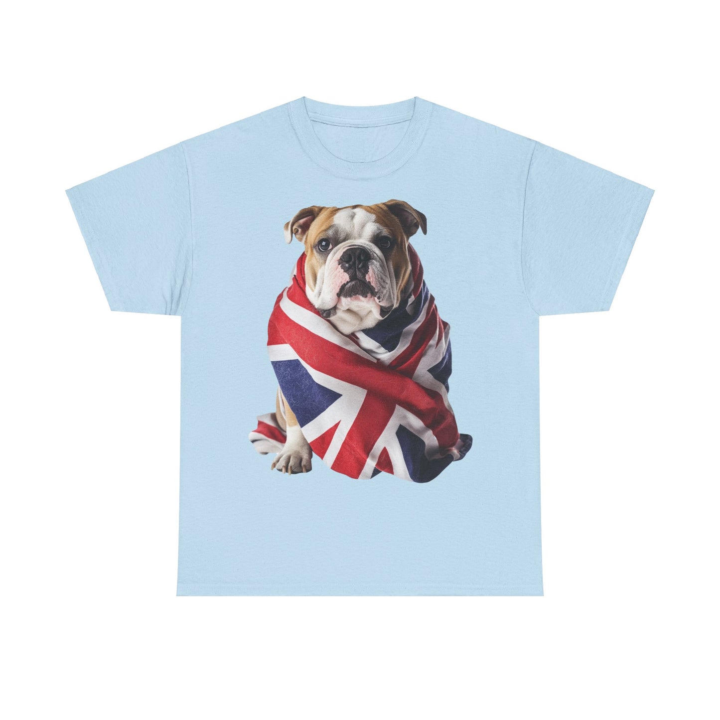 British Bulldog In Union Jack - Unisex Heavy Cotton Tee - Cute Dog Lover Gift UK