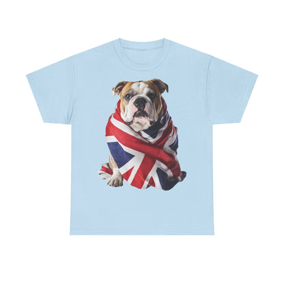 British Bulldog In Union Jack - Unisex Heavy Cotton Tee - Cute Dog Lover Gift UK