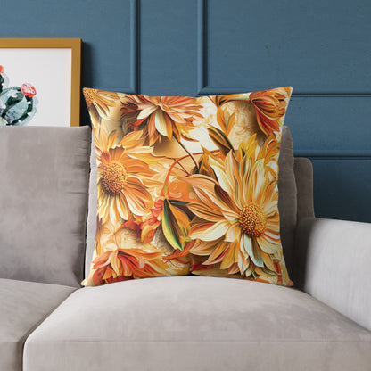 **Flowers Chinoiseries - Square Poly Canvas Pillow UK