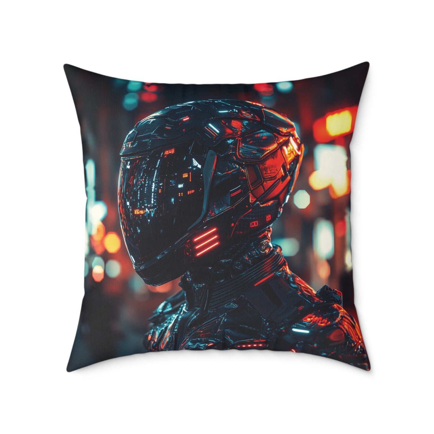 Cyber Biker 1 - Square Poly Canvas Pillow UK