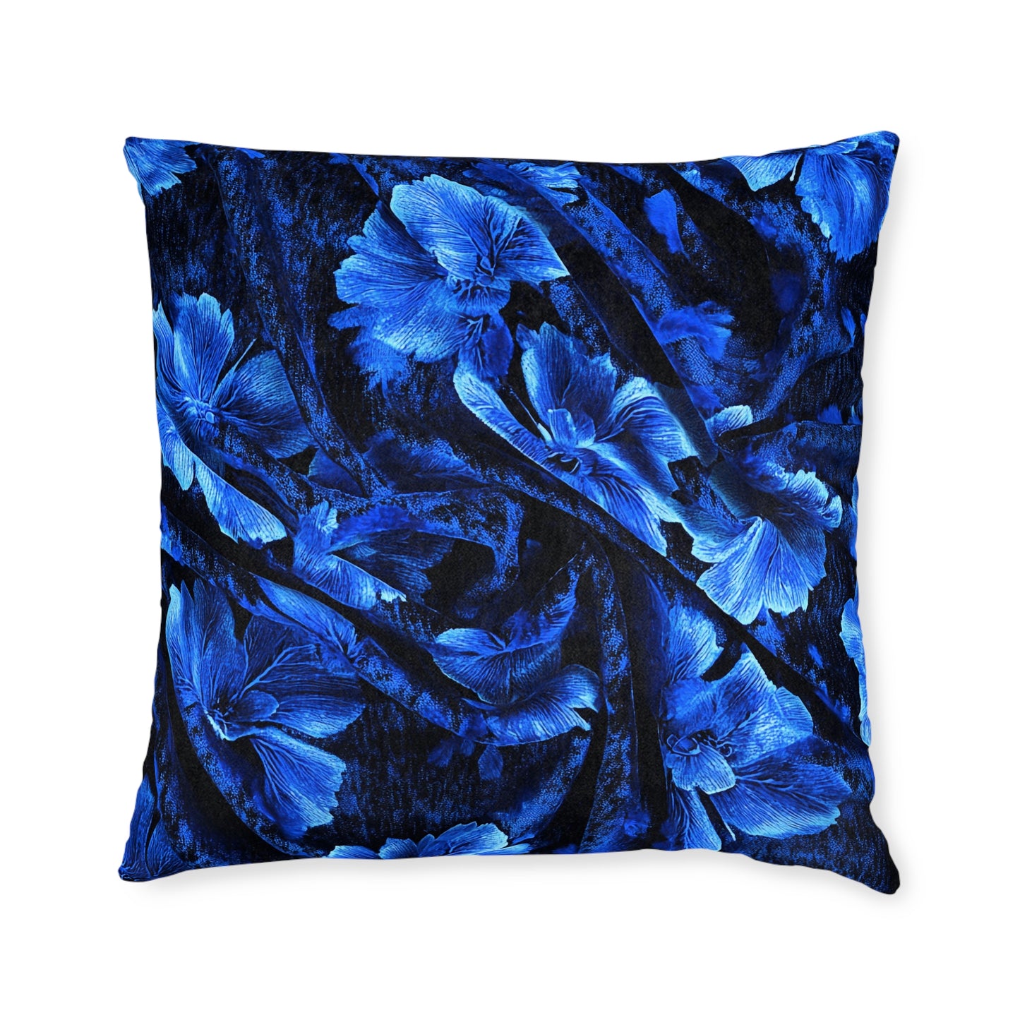 Elegant Blue Floral Square Pillow - UK