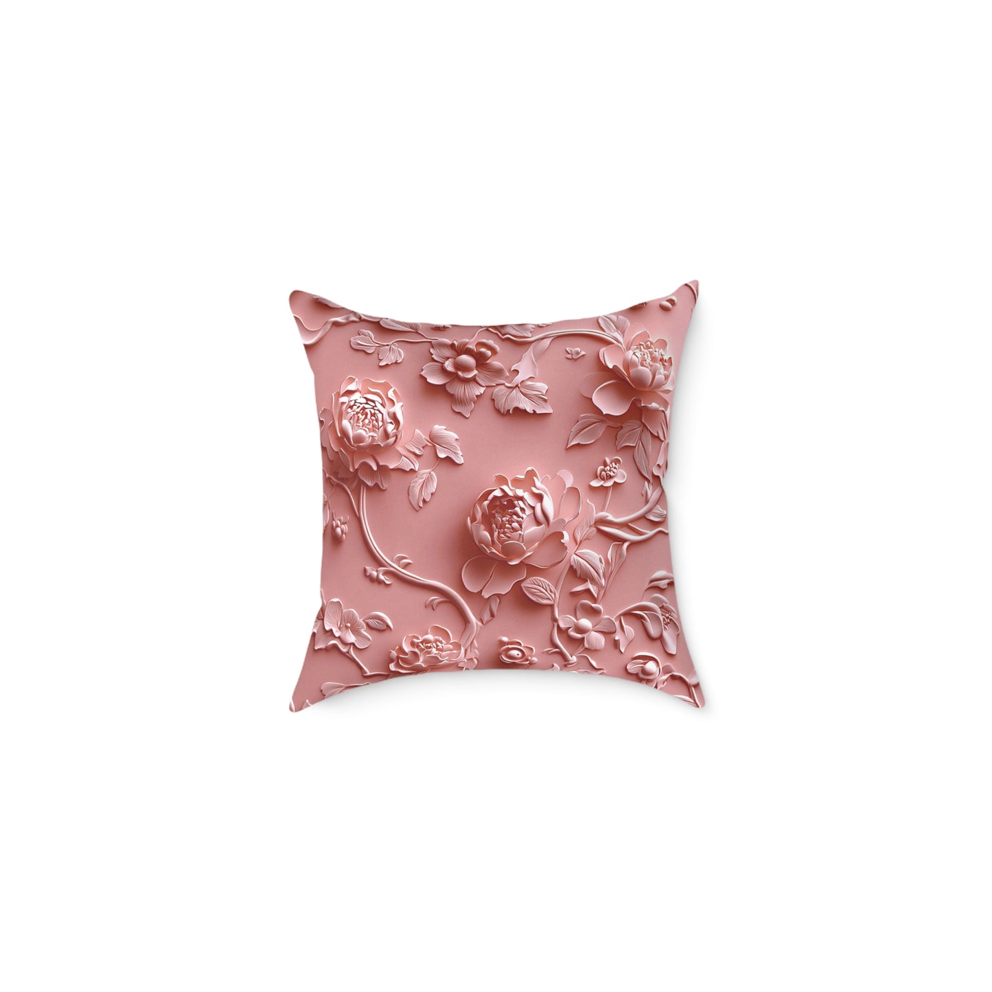 **Pink Vine Chinoiseries - Square Poly Canvas Pillow UK