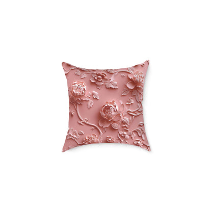 **Pink Vine Chinoiseries - Square Poly Canvas Pillow UK