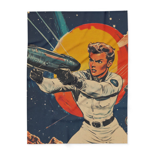 Retro Space Adventure Fleece Blanket 5 - Cosy Gift for Sci-Fi Lovers UK