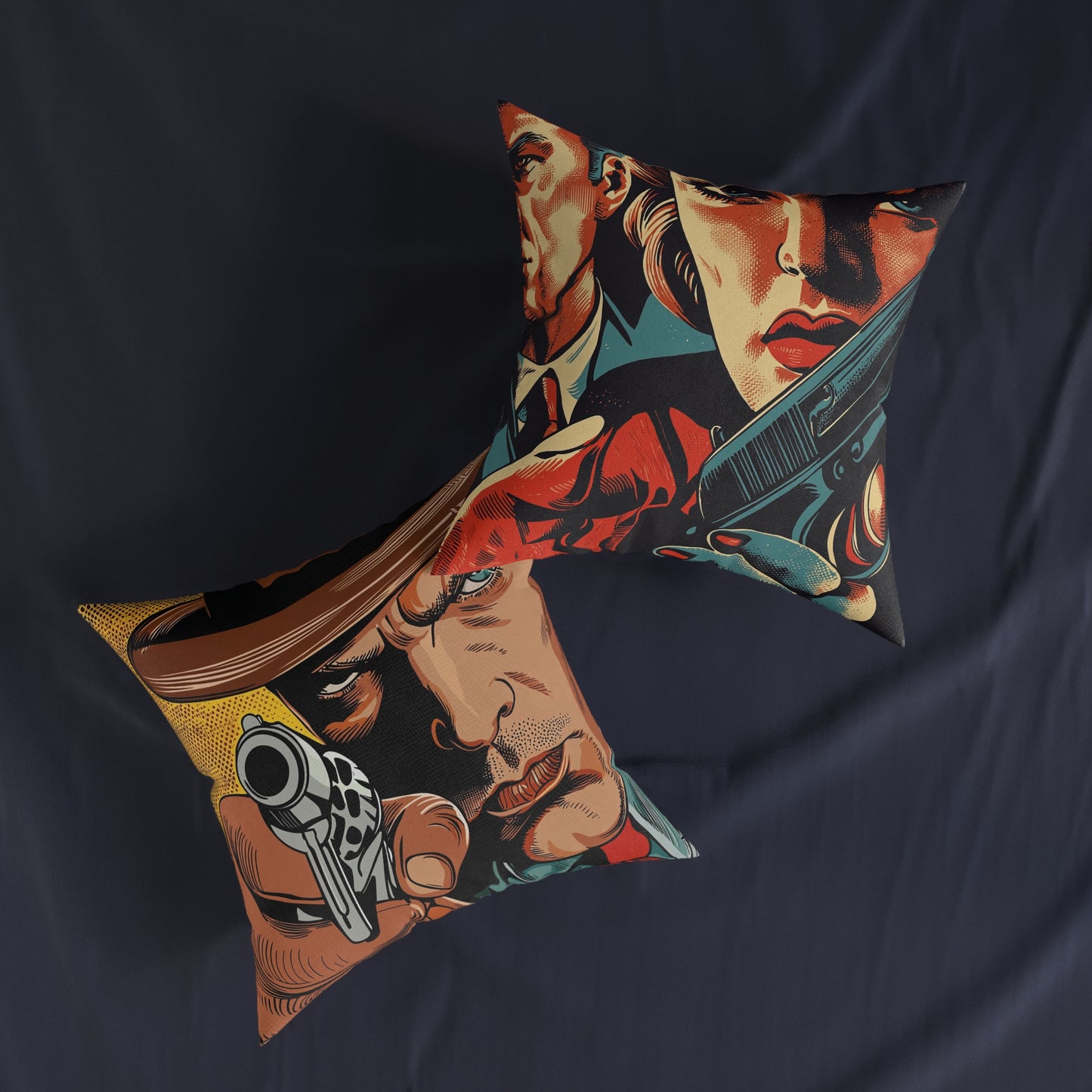 1940s Gangster Comic - Square Cushion - Gangster Home Decor UK