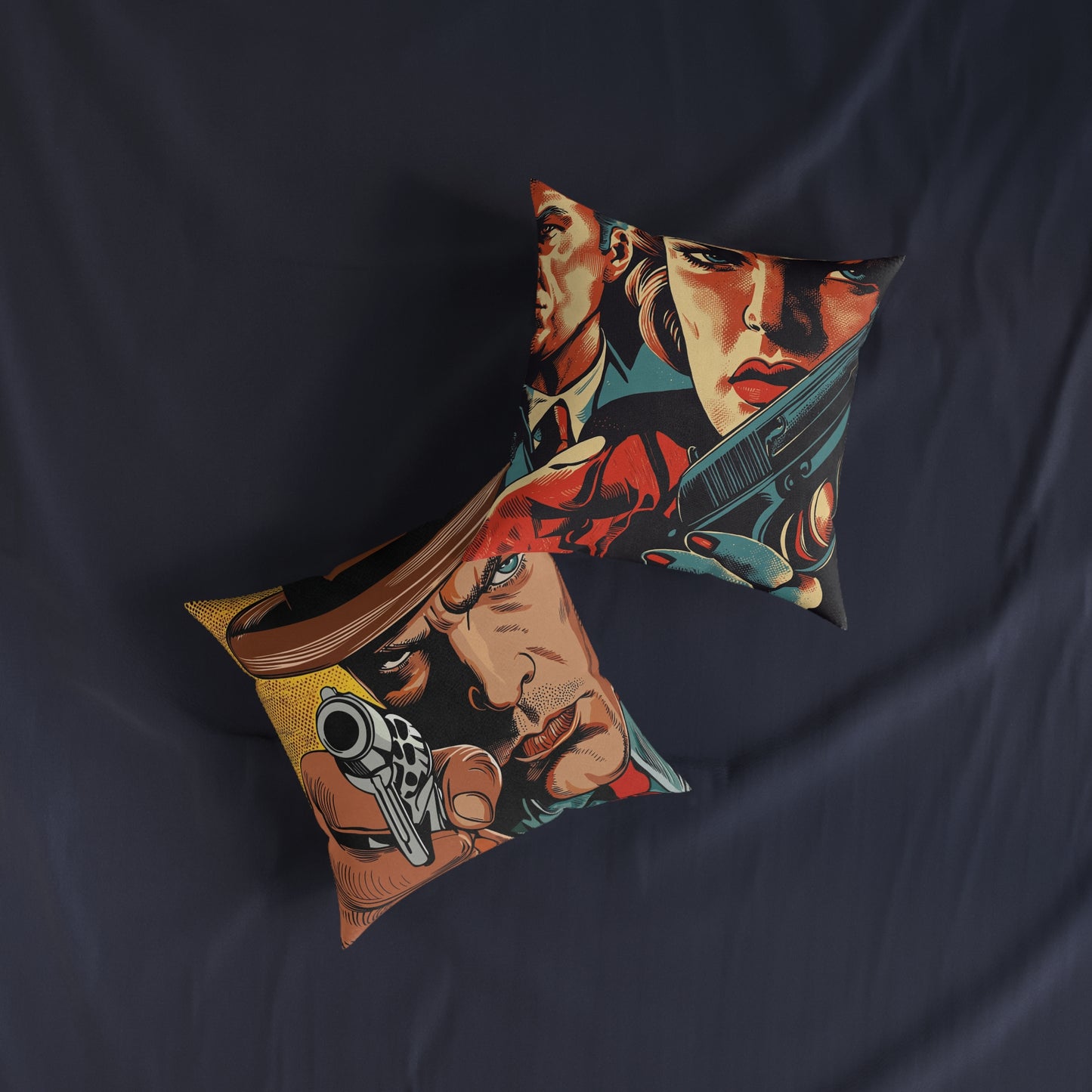 1940s Gangster Comic - Square Cushion - Gangster Home Decor UK