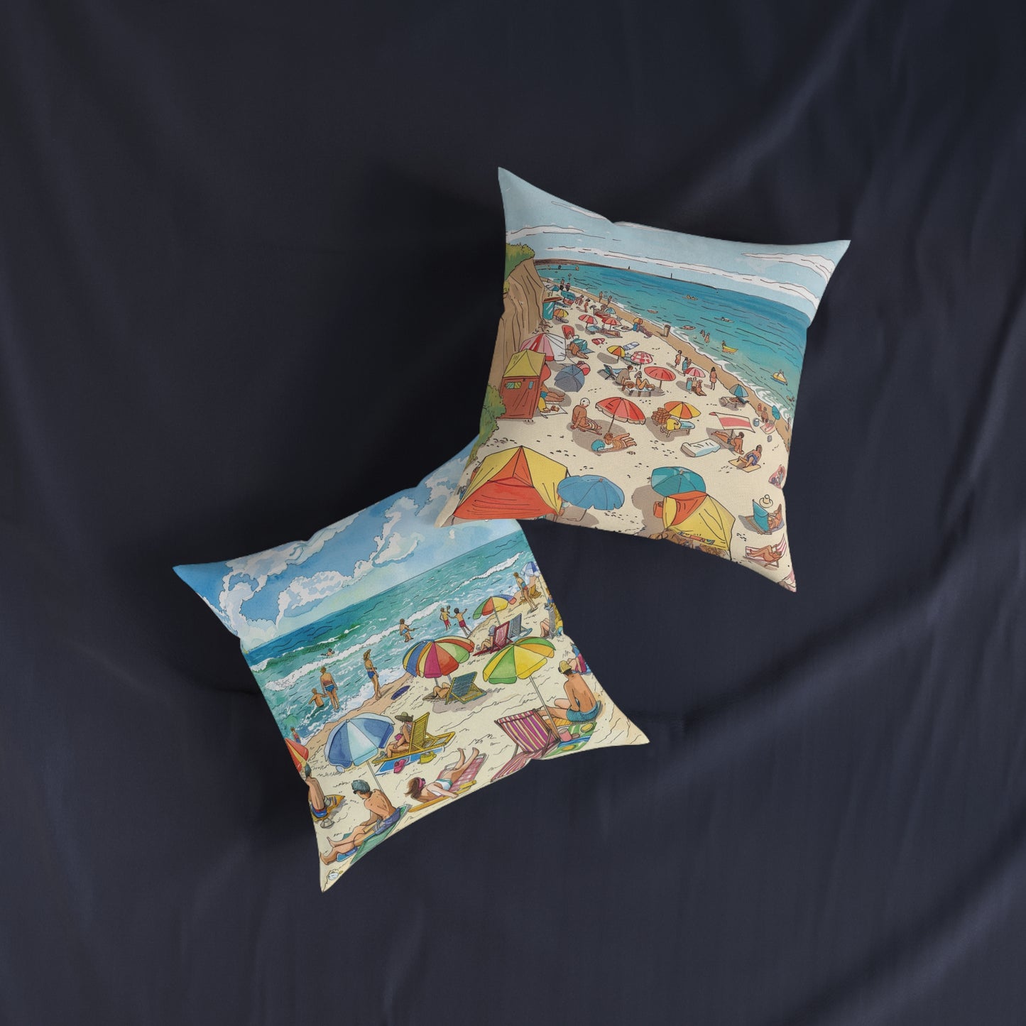 At The Beach - Square Pillow - UK