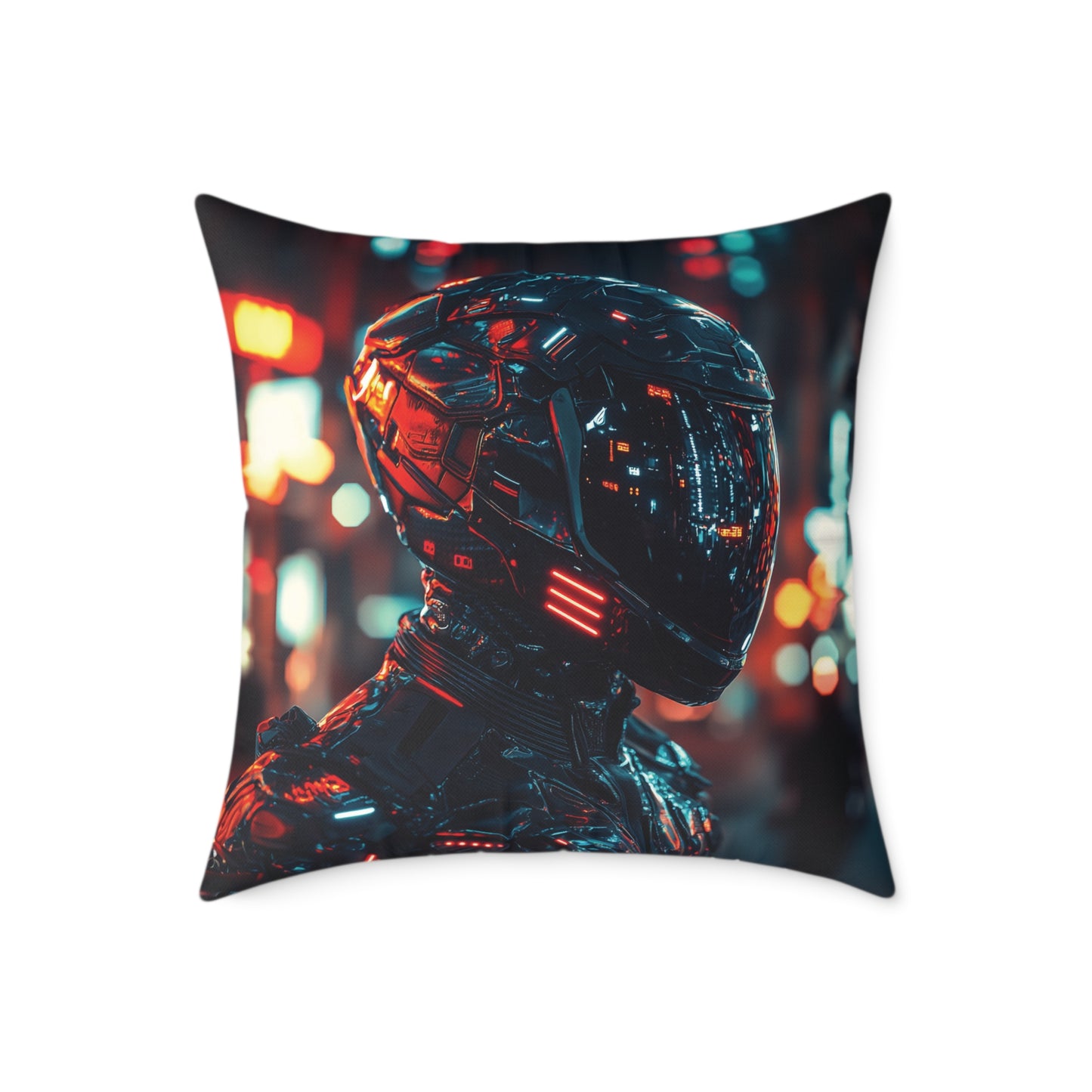 Cyber Biker 1 - Square Poly Canvas Pillow UK