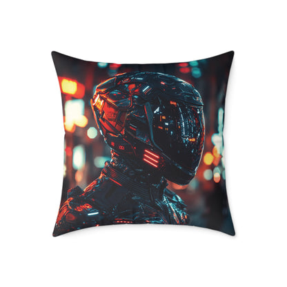 Cyber Biker 1 - Square Poly Canvas Pillow UK
