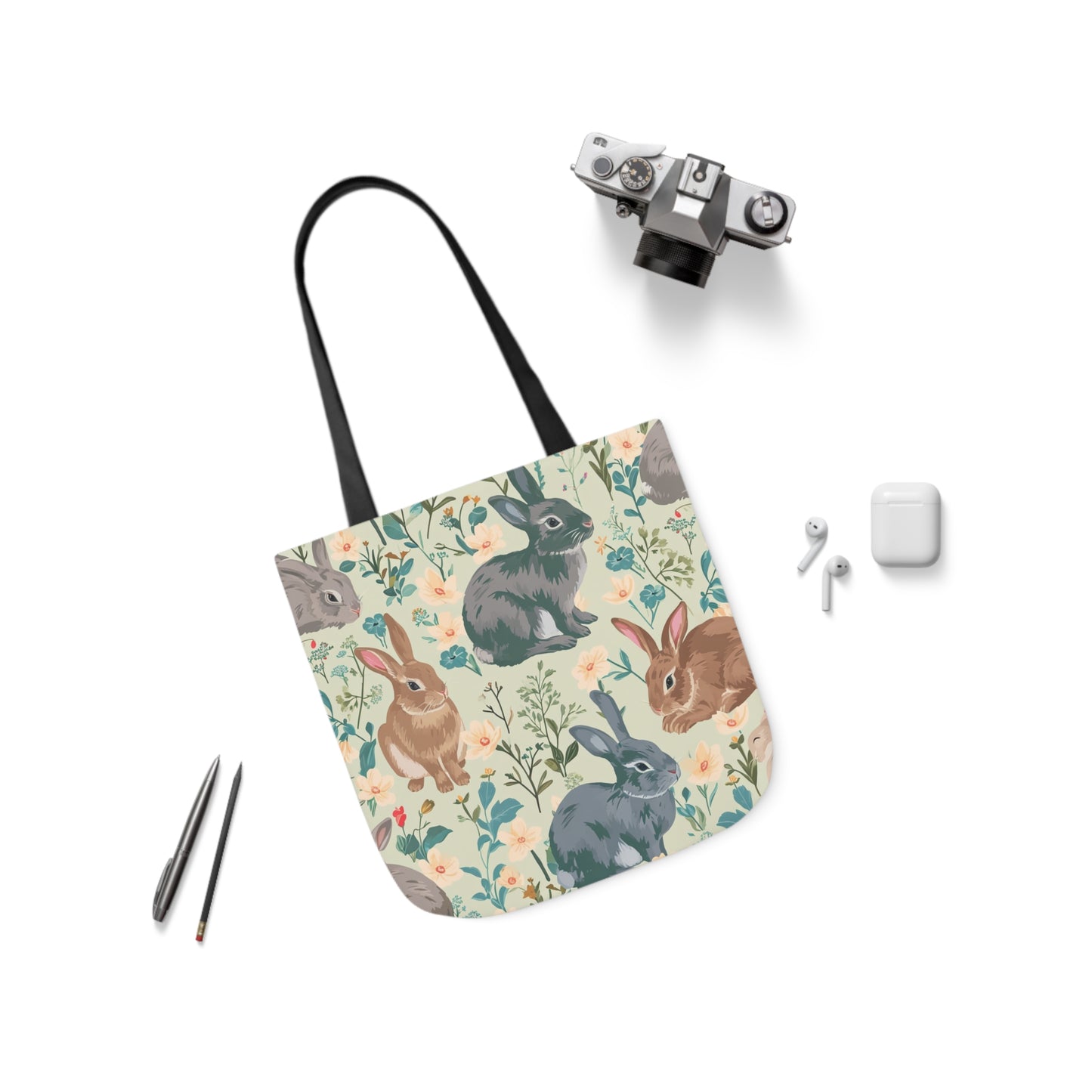 Rabbit Polyester Canvas Tote Bag (AOP)