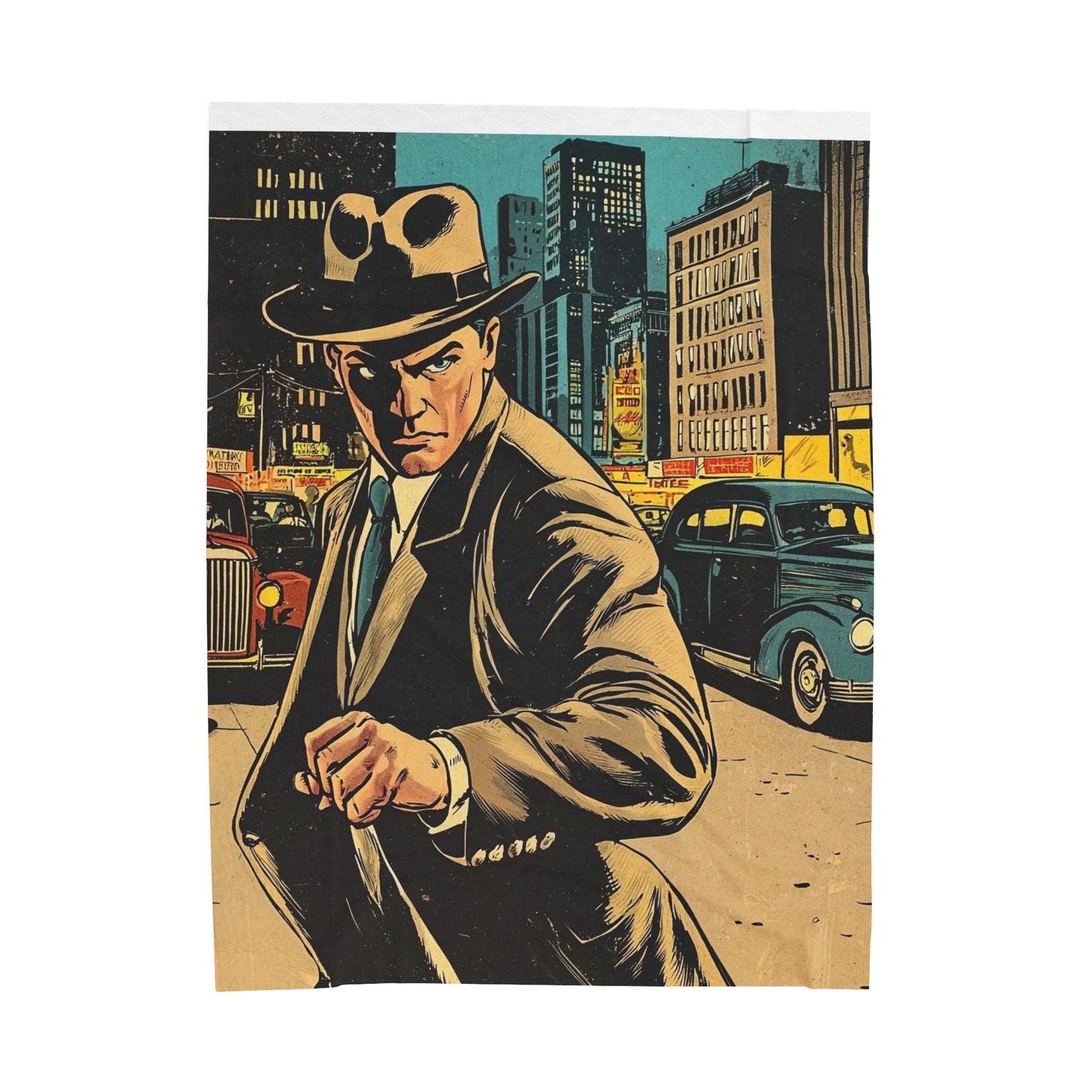1950s Gangster Comic Cover 3 - Velveteen Plush Blanket USA