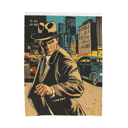 1950s Gangster Comic Cover 3 - Velveteen Plush Blanket USA