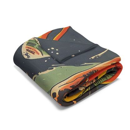 Retro Space Adventure Fleece Blanket - Cosy Gift for Sci-Fi Lovers UK