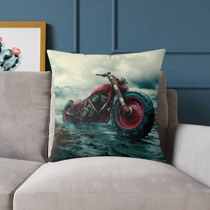 Apocalyptic Motorcycle - Square Poly Canvas Pillow UK